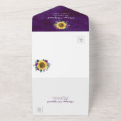 ひまわり紫バラライト結婚フローラ オールインワン招待状 (外側)