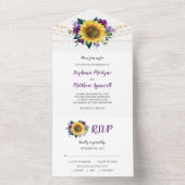 ひまわり紫バラライト結婚フローラ オールインワン招待状 (内側)