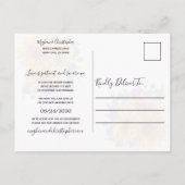 ひまわり紫バラ結婚の日付の変更 案内ポストカード (裏面)