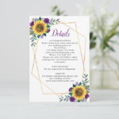 ひまわり紫フローラ幾何結婚詳細 エンクロージャーカード (スタンド正面)