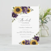 ひまわり紫フローラ素朴ブライダルシャワー 招待状 (スタンド正面)