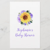 ひまわり紫フローラ財布赤ちゃんシャワーゲーム (裏面)