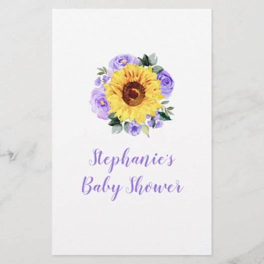 ひまわり紫フローラ財布赤ちゃんシャワーゲーム (裏面)