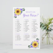 ひまわり紫フローラ財布赤ちゃんシャワーゲーム (スタンド正面)