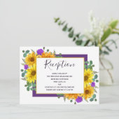 ひまわり紫素朴バラウェディングレセプション エンクロージャーカード (スタンド正面)
