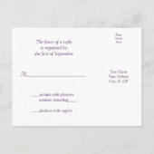 ひまわり紫色のダマスクウェディングRSVPポストカード インビテーションポストカード (裏面)