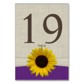ひまわり紫色のテーブルナンバーカード テーブルナンバー (裏面)