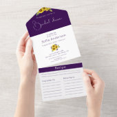 ひまわり紫色のフローラすべて1つの結婚式の招待 オールインワン招待状 (貼ってはがせる)