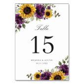 ひまわり紫色のフローラ素朴テーブル番号 テーブルナンバー (裏面)