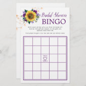 ひまわり紫色のライトブライダルシャワービンゴゲーム (正面/裏面)