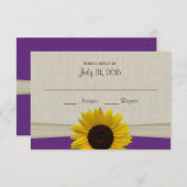 ひまわり紫色の応答カード 出欠カード (正面/裏面)