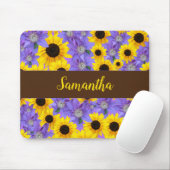 ひまわり紫色の花パーソナライズされた柄 マウスパッド (マウス)
