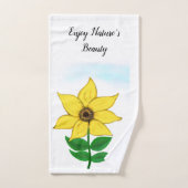 ひまわり紫色の花明るい赤紫色花 バスタオルセット (ハンドタオル)