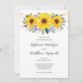 ひまわり紫色の野草植物結婚の 招待状 (正面)