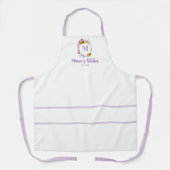 ひまわり紫陽花ホワイトパープル薄紫モノグラム エプロン (正面)