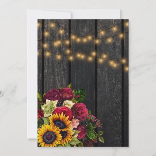 ひまわり結婚とバラの新しい日付発表 招待状 (裏面)