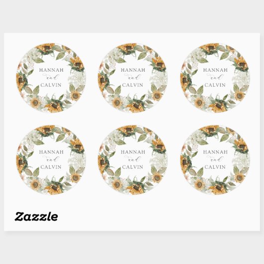 ひまわり結婚のクラシック丸シール ラウンドシール (シート)