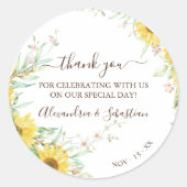 ひまわり結婚のサンフラワーさんクラシックの丸シール ラウンドシール (正面)