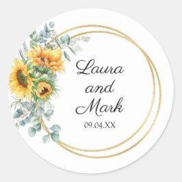 ひまわり結婚のステッカー ラウンドシール