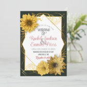 ひまわり結婚のソフトカラーカスタマイズ金ゴールド枠 招待状 (スタンド正面)