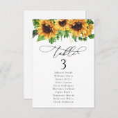 ひまわり結婚のテーブル座席表カード (正面/裏面)