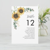 ひまわり結婚のテーブル番号12座席表 招待状 (スタンド正面)