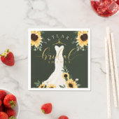 ひまわり結婚のドレスフローラブライダルシャワー スタンダードカクテルナプキン (インサイチュ)