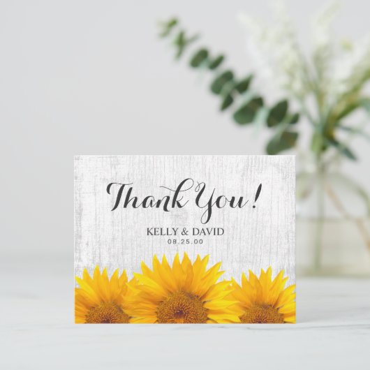 ひまわり結婚のバ素朴ンウッドありがとう ポストカード (スタンド正面)