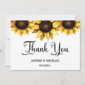 ひまわり結婚のフローラ黄色い白 サンキューカード (正面)