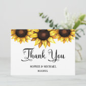ひまわり結婚のフローラ黄色い白 サンキューカード (スタンド正面)