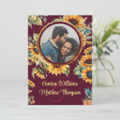 ひまわり結婚のブルゴーニュAll In One Photo 招待状 (スタンド正面)