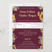 ひまわり結婚のブルゴーニュAll In One Photo 招待状 (裏面)