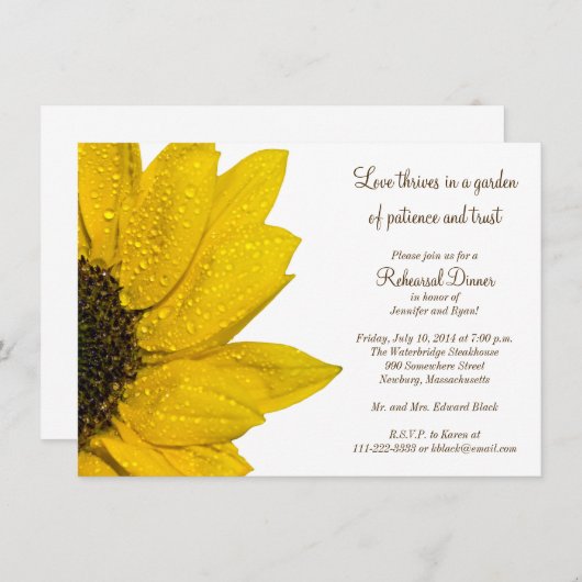 ひまわり結婚のリハーサルディナー招待状 招待状 (正面/裏面)