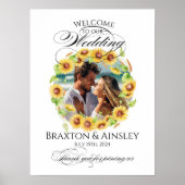 ひまわり結婚の写真の歓迎のエレガント印 ポスター (正面)