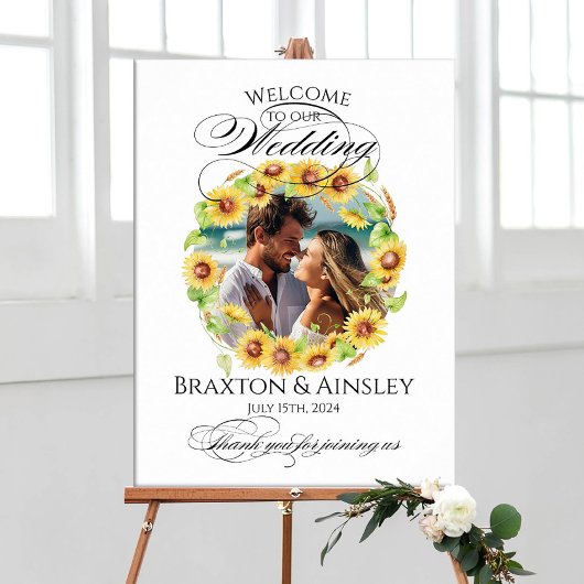 ひまわり結婚の写真の歓迎のエレガント印 ポスター