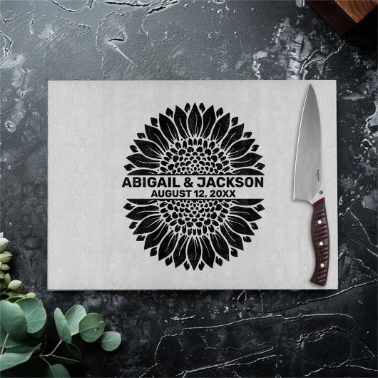ひまわり結婚の名前をカスタムすると日付 カッティングボード