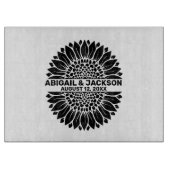 ひまわり結婚の名前をカスタムすると日付 カッティングボード (正面)