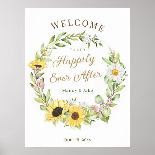 ひまわり結婚の後の幸せなデイジー歓迎 ポスター (正面)