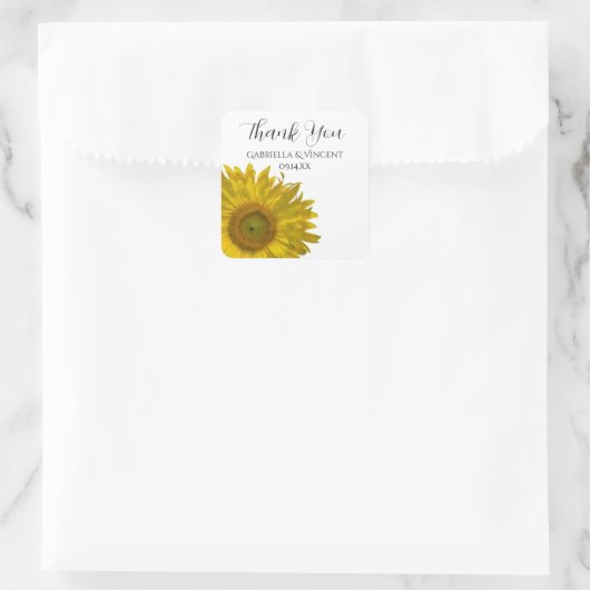 ひまわり結婚の感謝メッセージカード スクエアシール (バッグ)