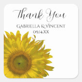 ひまわり結婚の感謝メッセージカード スクエアシール (正面)