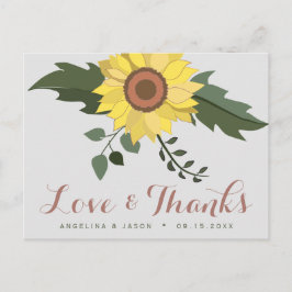 ひまわり結婚の感謝 ポストカード