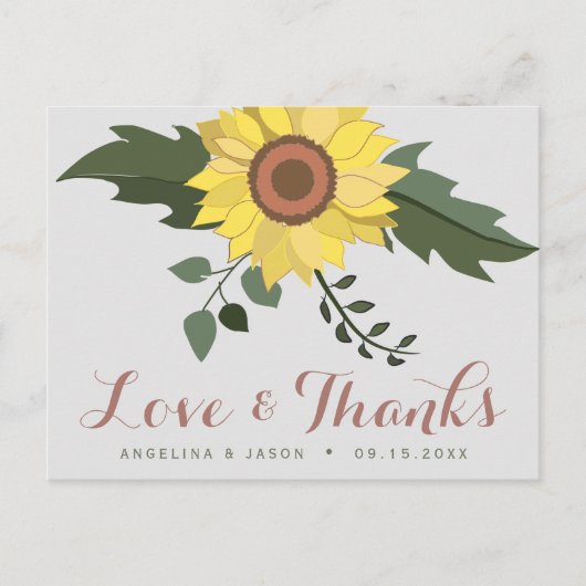 ひまわり結婚の感謝 ポストカード (正面)