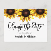 ひまわり結婚の日付変更招待状 シーズンポストカード (正面)