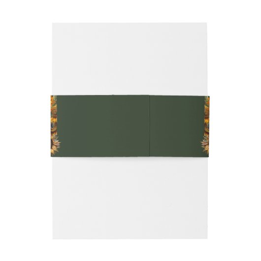 ひまわり結婚の森の緑と金ゴールド素朴 招待状ベリーバンド (裏面例)