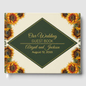 ひまわり結婚の森の緑と金ゴールド ゲストブック (正面)