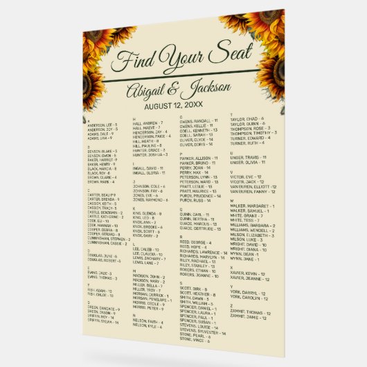 ひまわり結婚の森の緑の座席表 アクリルサイン (傾斜)