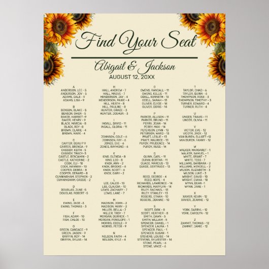 ひまわり結婚の森の緑の座席表 ポスター (正面)