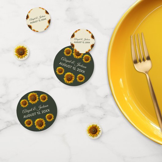 ひまわり結婚の森の緑素朴 コンフェッティ