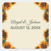 ひまわり結婚の森の緑素朴 スクエアシール (正面)