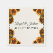 ひまわり結婚の森の緑素朴 スタンダードカクテルナプキン (正面)